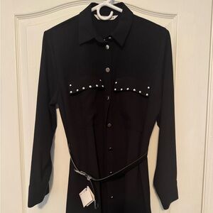 Elegant Black Button-Down Dress western
